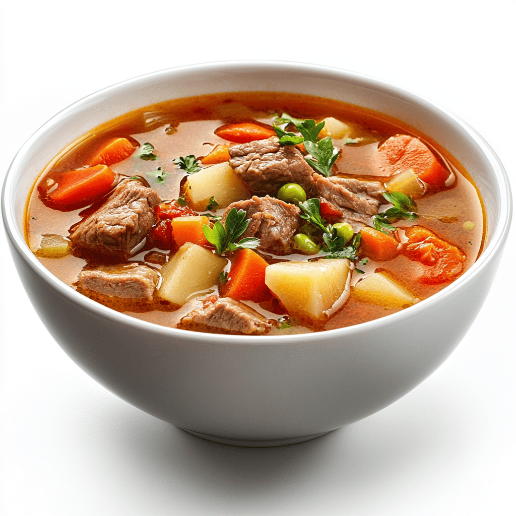 Домашний наваристый суп с мясом и овощами