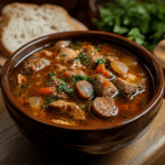 Классический рецепт сборной солянки с мясом и колбасой