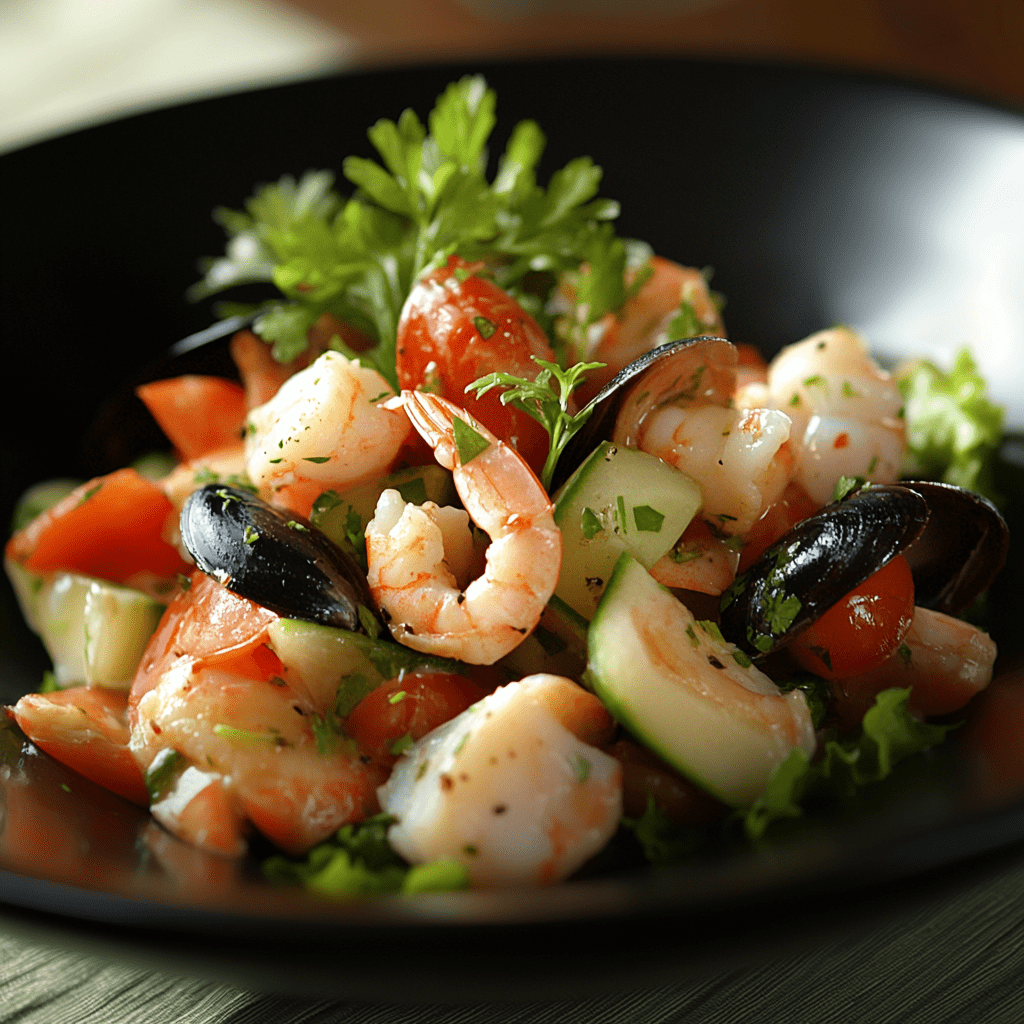 Простой и вкусный рецепт салата с морепродуктами