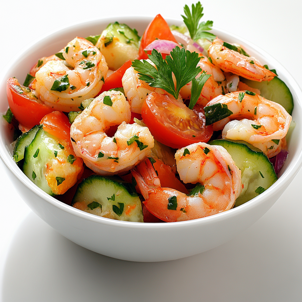 Простой и вкусный салат с креветками.1