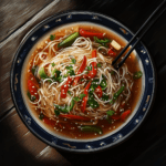 Рецепт фунчозы с овощами и соусом.3