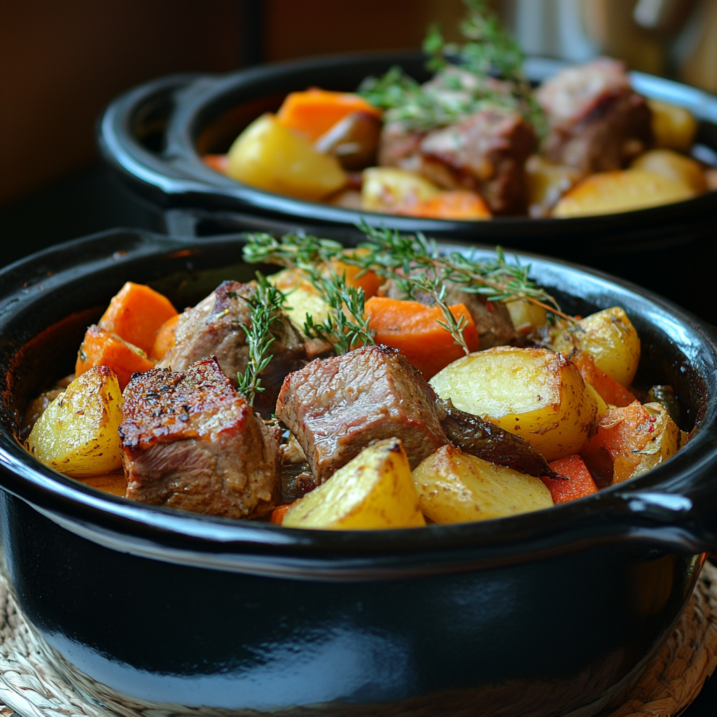 рецепт мяса в горшочках с картошкой и овощами