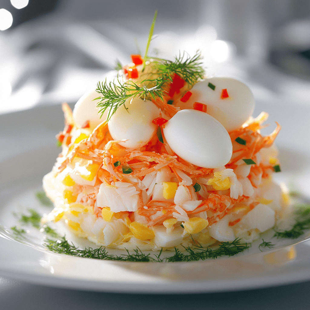 Рецепт салата с крабовыми палочками и яйцами.5