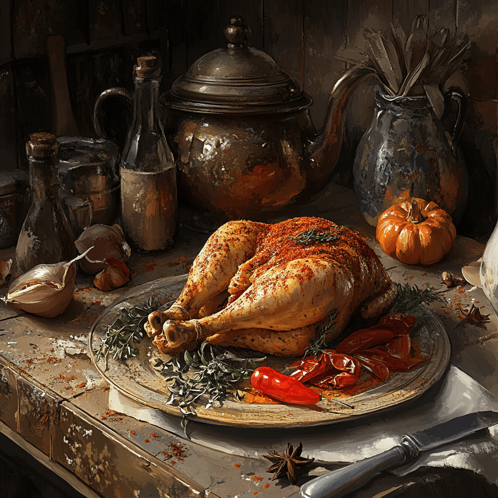 Рецепт запеченной курицы с ароматными специями.1
