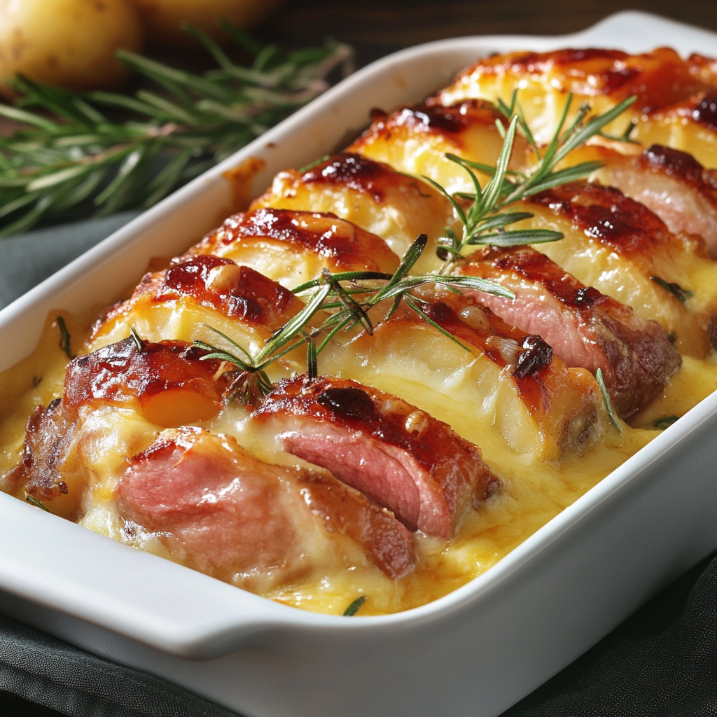 Рецепт запеченной свинины с картофелем и сыром