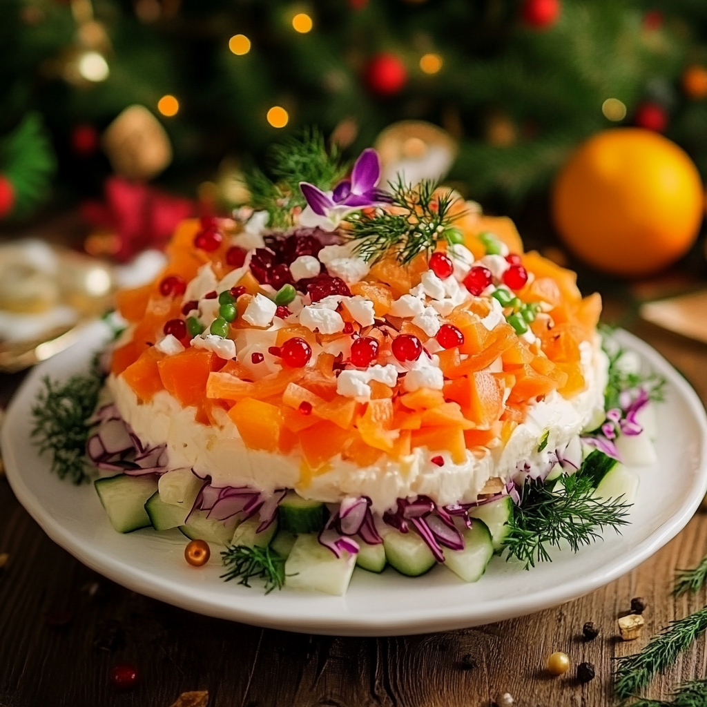 Как оформить новогодний салат, чтобы он стал украшением стола