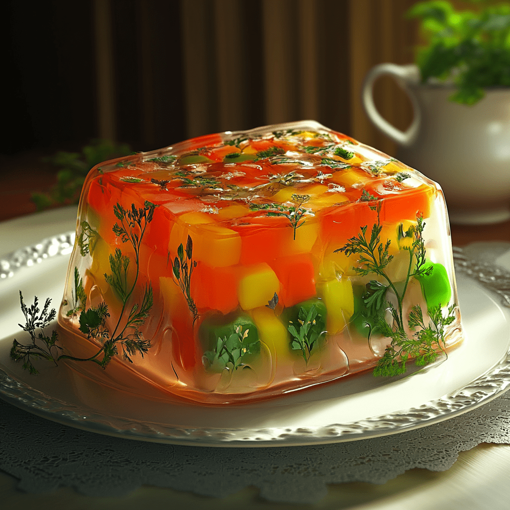 Заливное из говяжьего языка с желатином и овощами